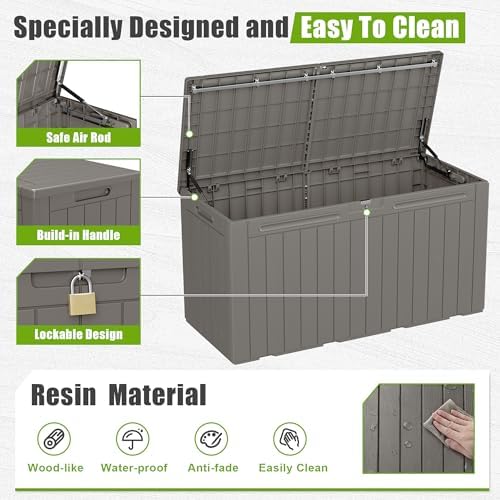 Flamaker Resin Deck Box 100 Gallon Large Outdoor Storage Box Waterproof