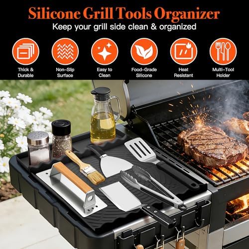 Silicone Grill Mat for Blackstone Griddle Accessories (Black)