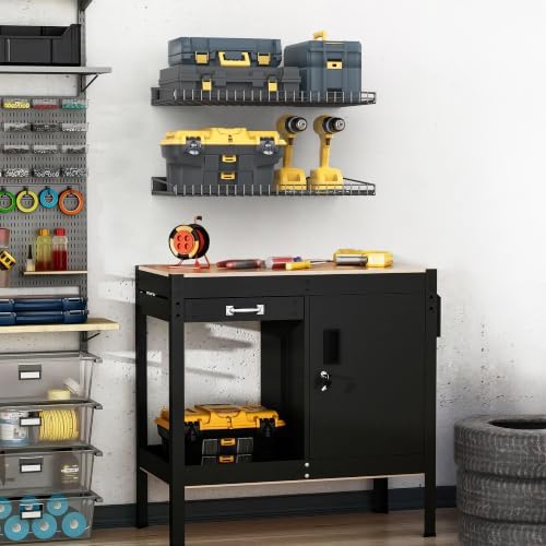 Ultrawall Wall Mounted Storage Shelf for Garage, 2 Pack Metal Shelf Rack