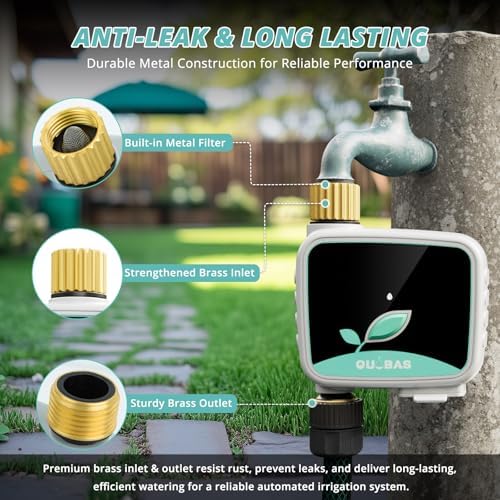 QUOBAS WiFi Water Timer for Garden Hose, 1 Zone Brass Smart Sprinkler Timer