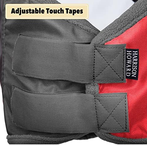 Harrison Howard Pro Luminous Horse Fly Mask Long Nose with Ears UV Protection for Horse Scarlet Red/Black XL Extra Full Size