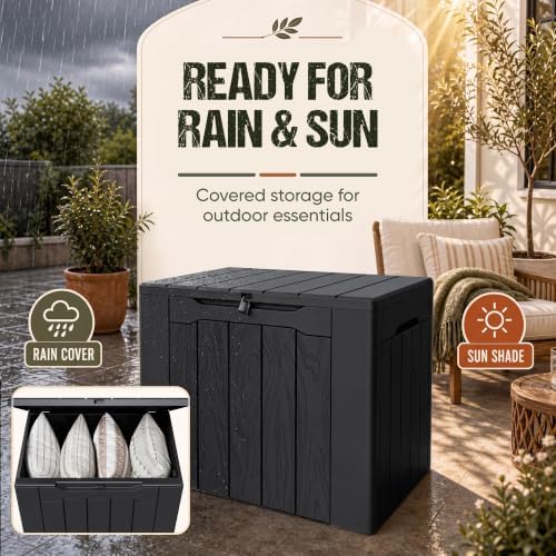 Flamaker Deck Box 30 Gallon, Waterproof Resin Small Storage Box with Lid