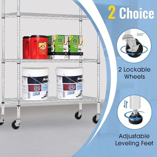 PayLessHere | 4-Tier Wire Shelf | 36"x14"x62" | Chrome | Adjustable Racks | Heavy-Duty Storage Shelves, Holds Upto 1400 lbs | Rust-Resistant, No-Tool Assembly | for Home, Garage Shelving
