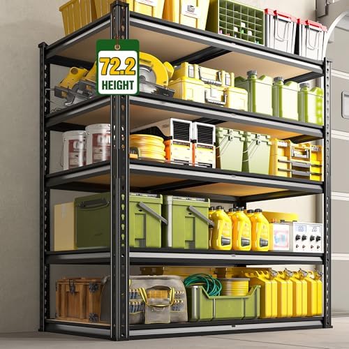 72.2" H Garage Shelves 39.3" W x 19.5" D Storage Shelf, 5 Tier Adjustable Metal Shelf, Heavy Duty Shelving for Storage, Basement, Warehouse, Pantry, Shed, 2230LBS, Black