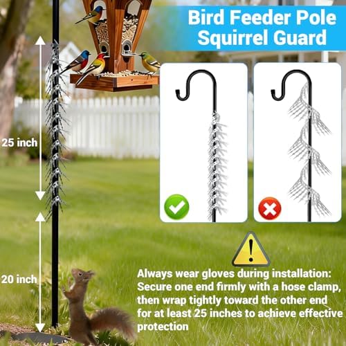 Bird Spikes Squirrel Proof Baffle for Bird Feeder Pole, Outdoor Anti Climb Spikes for Fence, Tree, Wall, Roof, Drainpipes, Deterrent Squirrel, Pigeon, Raccoon, Cat, 120 inch Stainless Steel Spikes