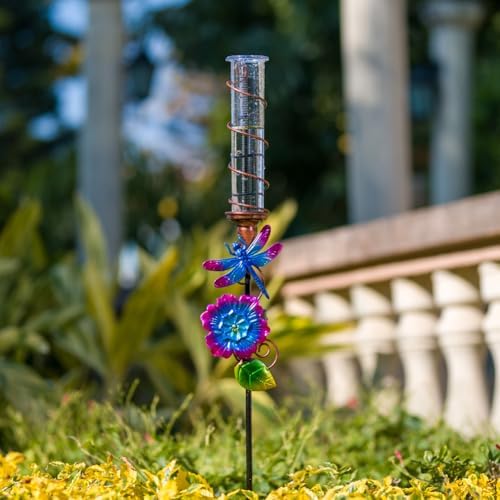 Stargarden Rain Gauge Outdoor, Dragonfly Solar Rain Gauge
