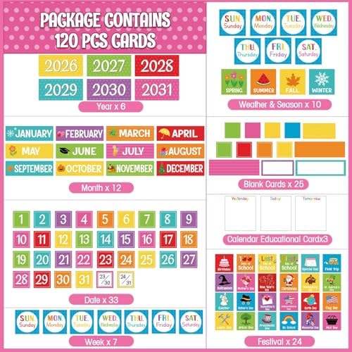 Sinload Classroom Calendar Pocket Chart White, Multicolor