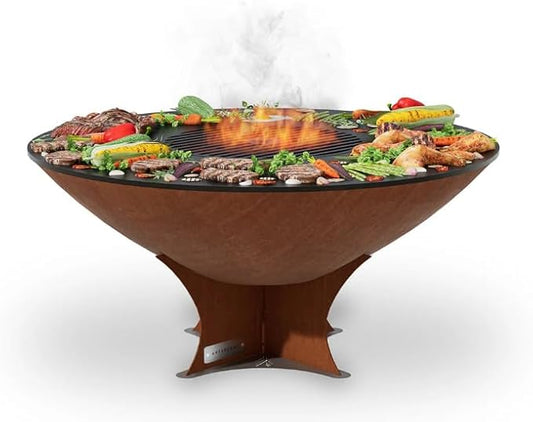ARTEFLAME Charcoal BBQ Grill, Griddle, and Fire Pit Bundle | Gourmet Outdoor Cooking Essentials | Steakhouse Searing Set (40" Low Euro Base with 2 Grilling Accessories) MADE IN USA