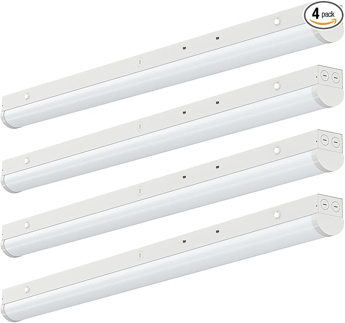 4FT LED Linear Strip Light, Super Bright LED Shop Lights 30W 40W 50W 60W 70W Selectable/100V-277V 6CCT 3000K-6500K, Flush Mount 0-10V Dimmable Commercial Garage Indoor Ceiling Light, ETL DLC(4 Pack)
