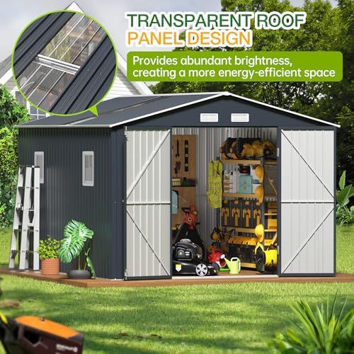 Breezz Steel Storage Shed with Floor Frame 10 x 12 ft, Midnight Blue