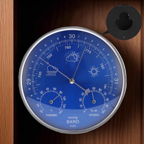 Barometer Hygrometer 3 in Season Indoor Outdoor Wall Hanging Accurate Fahrenheit Weather Instrument Blue 180mm