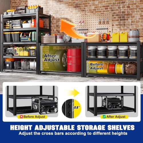 71.2" H-35.4" W Garage Shelving Heavy Duty Storage Shelves, Adjustable Metal Shelving Unit, Utility Garage Organizer Shelf for Basement, Pantry, Warehouse, Supermarket, 35.4" Wx15.7 Dx71.2 H