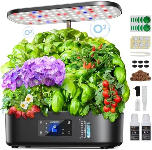 Ahopegarden Hydroponics Growing System Kit: 12 Pods with LCD Control Panel