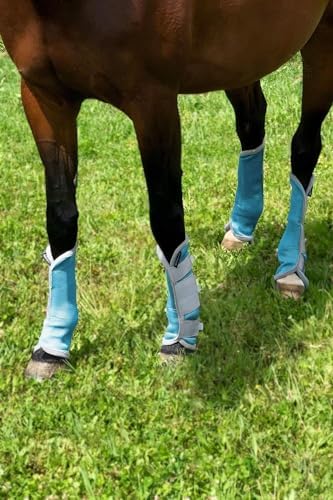 Harrison Howard Horse Fly Boots Leg Guards Fly Boots Protection Set of 4 Voodoo Blue Large Full Size