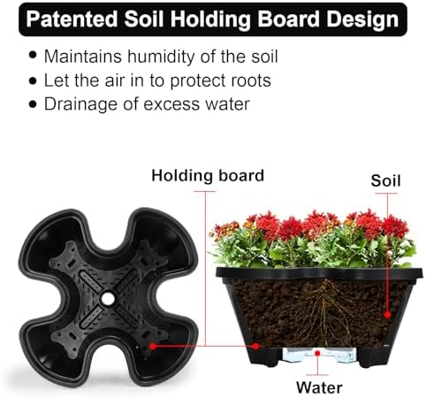 GameXcel Vertical Planter Tower - 5 Tier Stackable Garden Planters with Wheels and Tools Plant Pots for Strawberry Herb Flower and Vegetable Indoor Outdoor Use Black