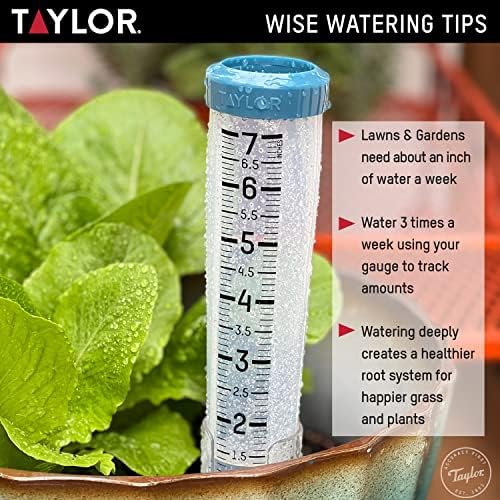 Taylor Freeze Proof Silicone Rain Gauge 7 Inch Capacity, Teal