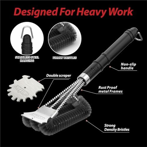 GRILLART Grill Brush and Universal Fit Scrapers, 18" BBQ Wire Cleaning Kit