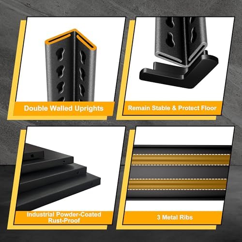 40" W Garage Shelving Heavy Duty, 1440LBS Loads Garage Storage Shelves Heavy Duty, 3-Tier Metal Shelving Units and Storage Racks, Industrial Utility Shelf,40" Wx18 Dx36 H, Black