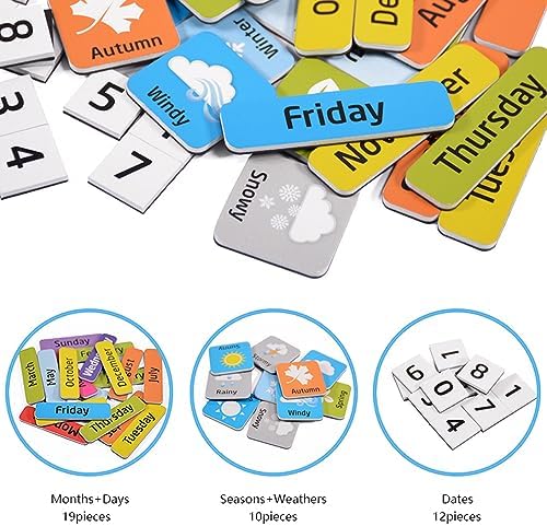 My Calendar for Kids-Magnetic Weather Chart - Preschool Daily Calendar Learning for Days of the Week, Months, Weather & Season