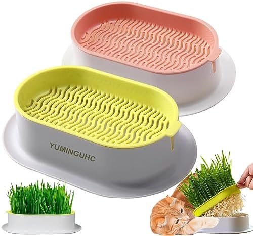 2Pcs Cat Grass Planter (No Seeds Included) Wheatgrass Planting Trays Hydroponic Cat Grass Growing Kits for Indoor Cats Soilless Organic Nursery Box Pet Grass Pot (C)