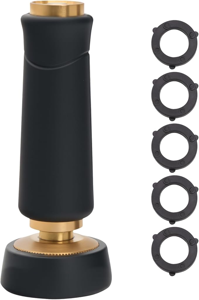 High-Pressure Rubber-Coated Copper Water Hose Nozzle, Non-Slip TPR Grip, Anti-Corrosion Brass Body, Watering and Irrigation, Outdoor Cleaning