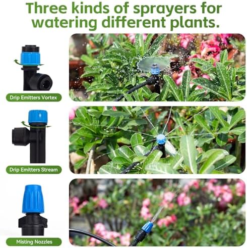 Inntop 240FT Drip Irrigation System Kits, Quick Connect Automatic Garden Watering System for Raised Bed, Potted Plants, Lawn, Greenhouse with 1/2 inch Hose 1/4 inch Tubing and Accessories