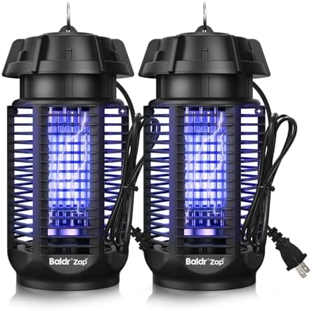 BALDR Bug Zapper Outdoor Indoor, 20W Power & 4200V Instant Grid Mosquito Repellent, Coverage of 1/2 Acre Fly Trap for Patio, Backyard, Home，2 Pack