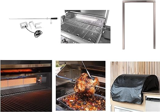 BLAZE BBQ Outdoor Grill Package 14 of 32” LTE Built-in Natural Gas Grill, Gas Dop-In Single Side Burner, 32” Door & Two Drawers Combo, 18” Roll Out Propane Tank, 24” Refrigerator, and Accessories