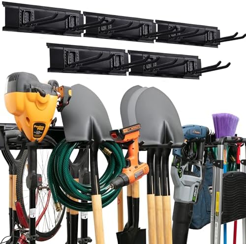 TIDYME Garage Tool Organizer Wall Mount, 80", 5 Racks 10 Hooks, 500 lbs