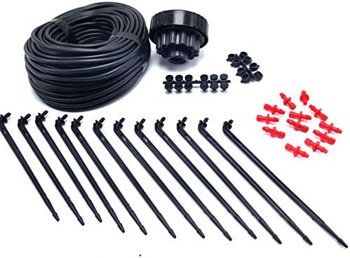 12 Plant Drip Grow Kit - Starter Hydroponics Irrigation Bubbler/Manifold Kit - Includes 100'ft 1/8" Distribution Tubing, Emitter Stakes, Manifold & Plugs (Pots Sold Separately) (1 GPH)