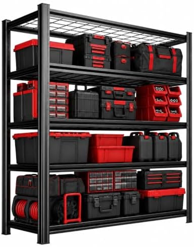 Garage Shelving, 3000 LBS Heavy Duty Wire Storage Shelves, 5-Tier Adjustable Wire Shelving Rack for Garage, Basement, Warehouse, 35.4" W x 15.7" D x 72" H