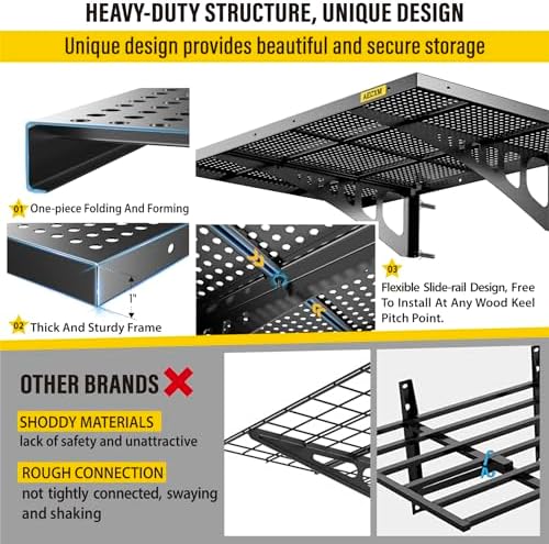 Aecxm 2-Pack 2x3ft Adjustable Garage Wall Shelving 560lbs Load Capacity Heavy Duty Wall Mounted Storage Shelf Metal Floating Shelves for Garage(Black)
