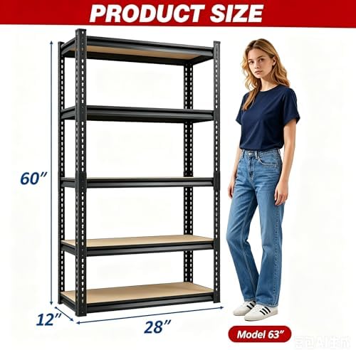 Durstruct 2400LBS Storage Shelves 5 Tier Adjustable Garage Storage Shelving