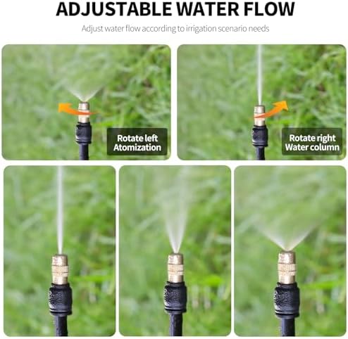 50FT Drip Irrigation System, Complete Garden Watering Kit with Rust-Proof Copper Nozzles - UV Stabilized Flexible Hose for Lawn, Greenhouse, Patio Plants