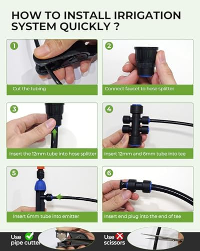 MYMULIKE 75FT Drip Irrigation System, Adjustable Drip Emitters, Upgraded Drip Irrigation Kit Automatic Irrigation Kit Garden Watering System for Flower Bed, Raised Beds, Lawn, Greenhouses