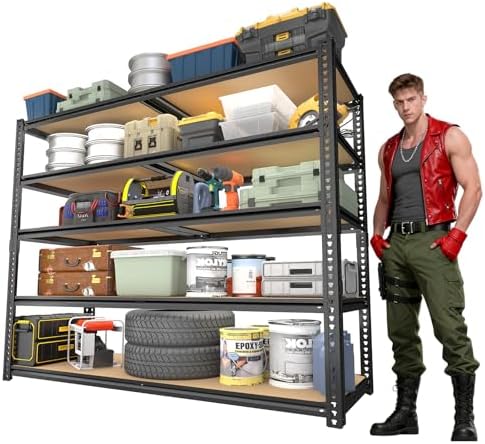 Garage Racks for Storage，5-Tier Adjustable Garage Shelving Storage Shelves,2400LBS Capacity Heavy Duty Shelving for Carport Warehouse Basement,72" H x40 W x20 D