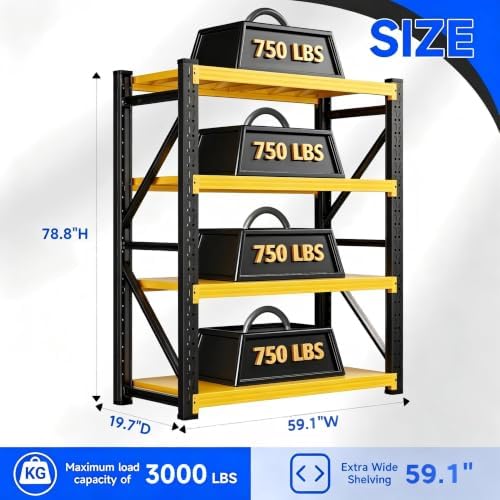 3000LBS Heavy Duty Garage Shelving Unit, Metal Utility Shelf