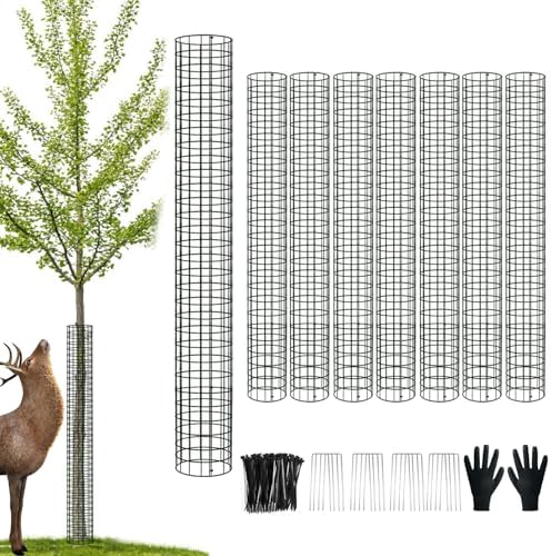 Metal Tree Trunk Protector, 8 Pack 36" Mesh Tree Guards Tree Protectors with Zip Ties, Stakes, ExpandableTree Trunk Protector Guard, Tree Protectors from Deer, Mower, Animals(36",8 Pack)