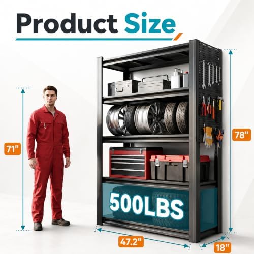 SAWJEC Heavy Duty Garage Shelving Unit with Pegboard Metal Storage Shelve