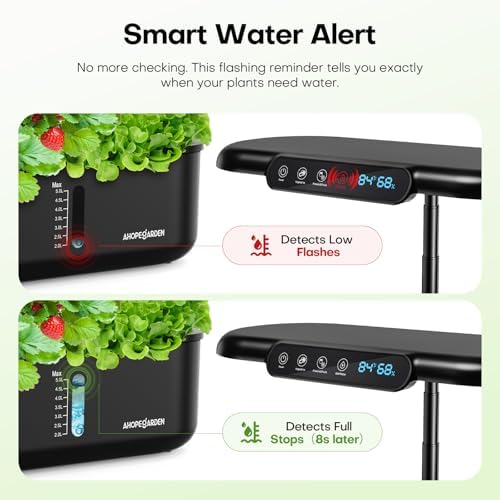 Ahopegarden Hydroponics Growing System Kit: 12 Pods Temp & Humidity Monitor
