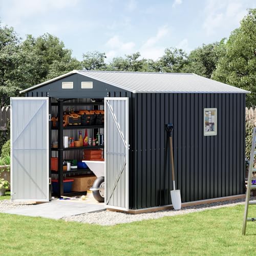 Breezz Outdoor Steel Storage Shed, 10 x 8 ft Nightblue