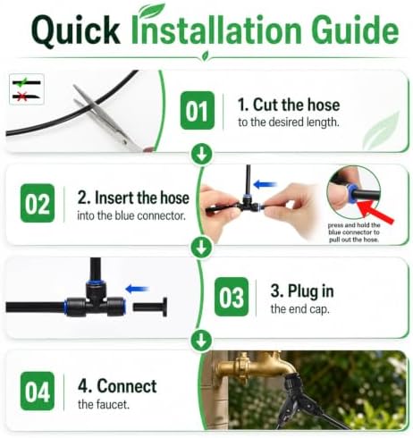 Bonviee 240FT Drip Irrigation System with Adjustable Nozzles