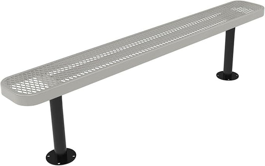 COATEDOUTDOORFURNITURE Heavy-Duty Outdoor Bench Thermoplastic Coated, Expanded Metal, Commercial-Grade Seating, Made in America (Surface Without Back, 6 Ft, Textured Grey)