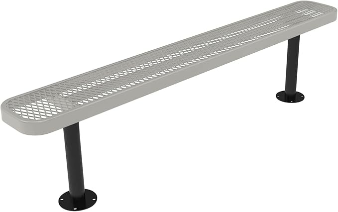 COATEDOUTDOORFURNITURE Coated Outdoor Furniture Heavy-Duty Outdoor Bench Thermoplastic Coated, Expanded Metal, Commercial-Grade Seating, Made in America (Surface Without Back, 6 Ft, Grey)