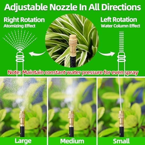 40FT Drip Irrigation Kit, 13 360° Copper Nozzles, Garden Watering System