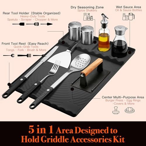 Silicone Grill Mat for Blackstone Griddle Accessories (Black)