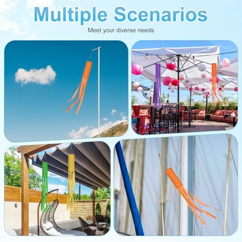 M METERXITY 1-Pack Windsock Flag, Colorful Wind Socks for Garden/Yard/Patio/Home Decor, Spring Summer Fall Winter Outdoor Hanging Decoration [59 in / 150cm, Orange]