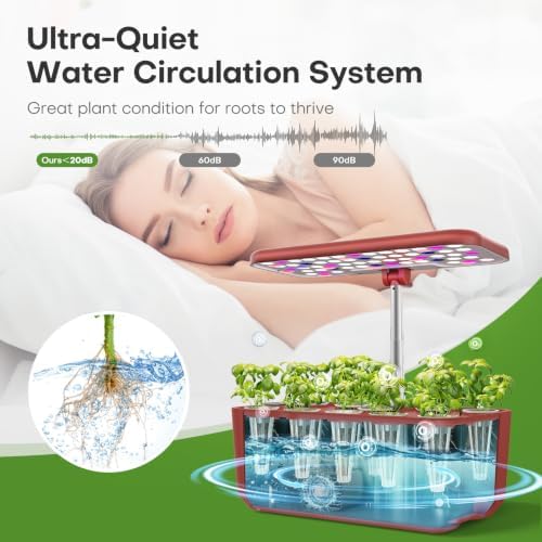 Ahopegarden Hydroponics Growing System: 10 Pods Indoor Herb Garden with LED