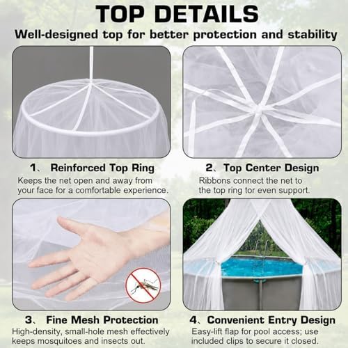 Pool Net Dome 10-12FT Above Ground, Mosquito Leaf Cover
