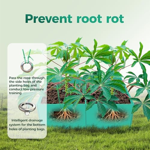 2 Pack 8 Gallon Divided Flexible Rectangular Grow Bags, Outdoor